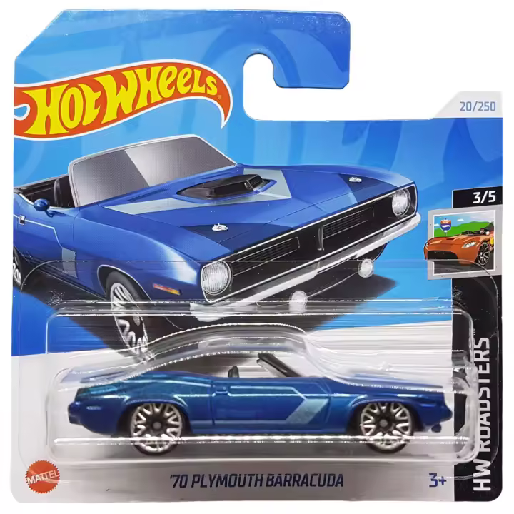HOT WHEELS - HW ROADSTERS - 70 PLYMOUTH BARRACUDA (20/250) - (HALF CARD), HW20_ASS19, TIENDA CON LICENCIA OFICIAL - 1