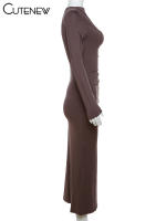 Vestido Largo Elegante Para Mujer NIBBER Con Cuello Redondo Y Patchwork Ajustado Para Noche Traje De Fiesta Vestidos - details 11