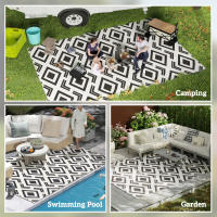 Outsunny Alfombra de Exterior 182x274 cm Alfombra Reversible con Patrón de Geométrico de Cenefa Impermeable Bolsa de Transporte para Terraza Balcón Patio Camping Playa - details 10