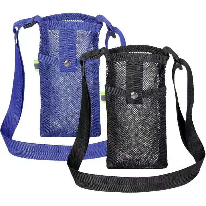 2 Pcs Water Bottle Carrier Bag, Mesh Water Bottle Pouch Water Bottle Holder with Adjustable Strap Nylon Water Bottle Sling Outdoor Accessories - 1