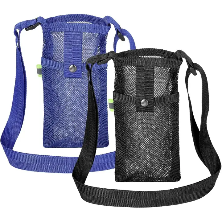 2 Pcs Water Bottle Carrier Bag, Mesh Water Bottle Pouch Water Bottle Holder with Adjustable Strap Nylon Water Bottle Sling Outdoor Accessories - 1