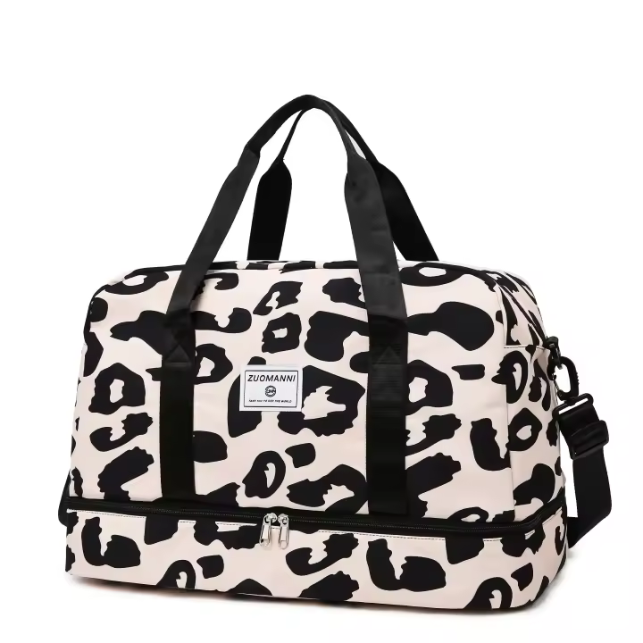 Bolso De Viaje Para Mujer Con Estampado Animal De Nylon Duradero Y Gran Capacidad Bolso Deportivo Grande Para Fin De Semana Y Noche - 1