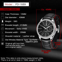 Reloj De Cuarzo Para Hombre PAGANI DESIGN PD-1689 VH65 Lujo Acero Inoxidable Cristal De Zafiro Resistente Al Agua 20Bar Reloj De Pulsera De Cuero Fashion & Casual - details 1