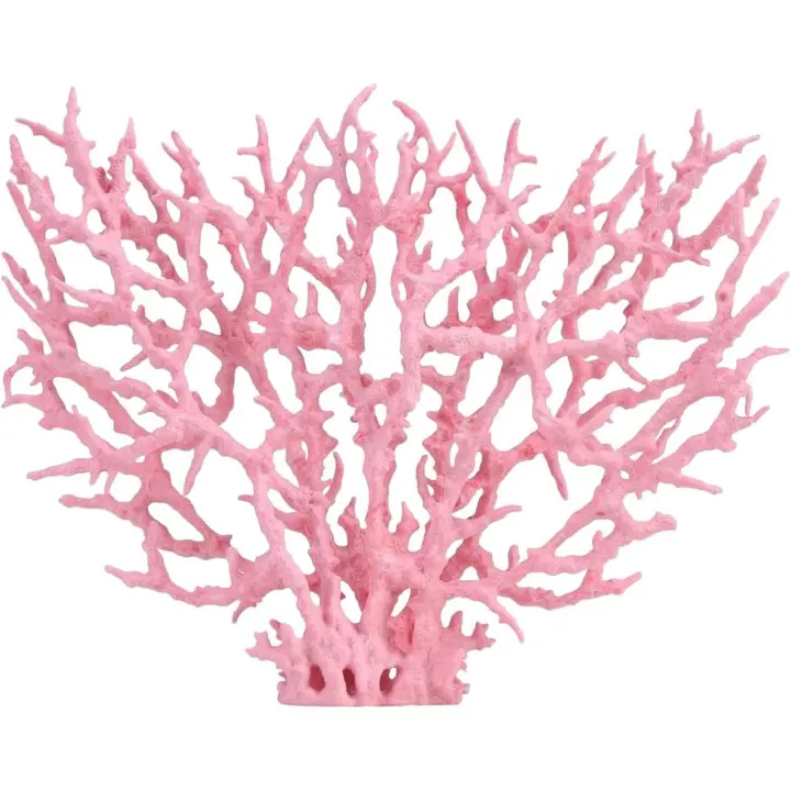 Adorno de coral artificial para acuario, plantas de plástico para pecera, decoración para paisaje de acuario, 20 x 26 cm, color rosa - 1