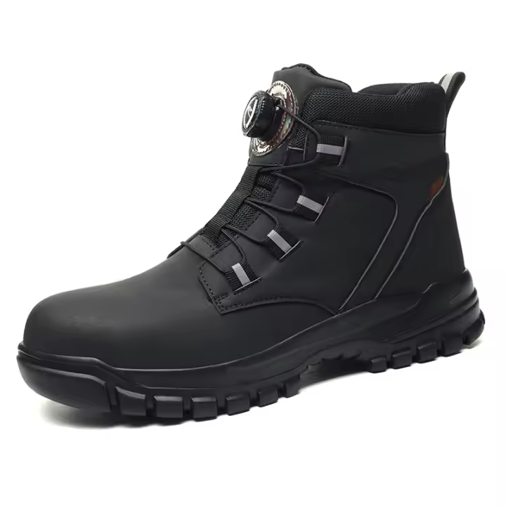 Botas De Seguridad Para Hombre Con Punta De Acero Resistente a La Compresión Y Punzadas Zapatos De Trabajo Impermeables Negros Con Suela De Goma Todoterreno - 1