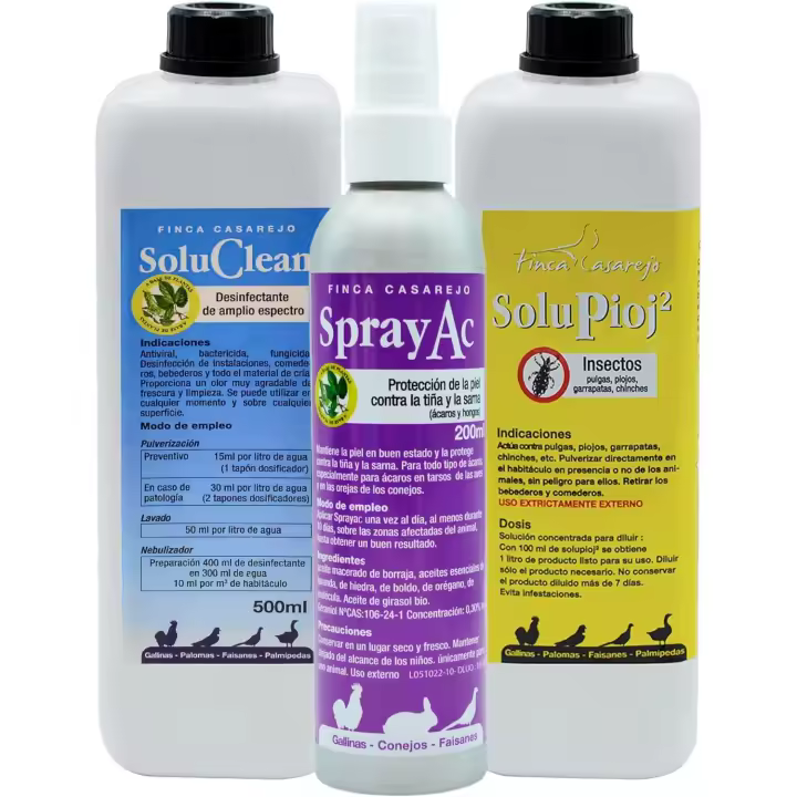 FINCA CASAREJO - Pack de Productos Limpieza y Desinfección del Gallinero - Previene Piojos y ácaros - Naturales - 1L/500 Ml - Finca Casarejo - 1