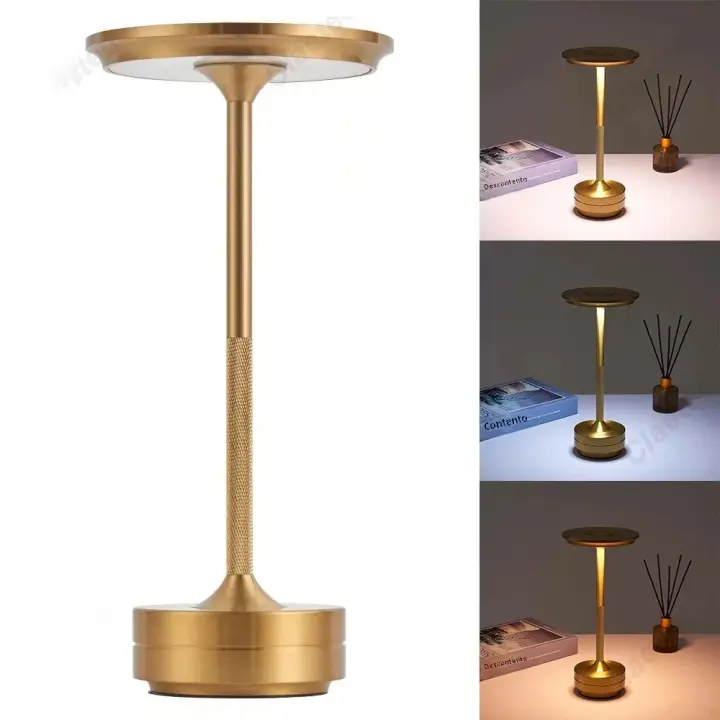 Lámpara De Mesa Recargable De Gran Capacidad En Aleación Para Dormitorio Lámpara Sin Cable De Toque Para Camping Candelabro Creativo Con Carga USB-C - 1