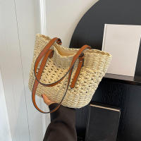 Bolso De Hombro Para Mujer Casual De Rotura Gran Capacidad Tejido De Paja De Verano Bolso De Playa Bolso De Viaje Para Dama - details 12