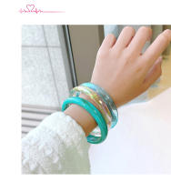 Juego De 3 Pulseras De Resina Acrílica Vintage Para Mujer Joyería Coreana Cuff Con Encantos Diseñador Redondo Regalos Nuevos - details 6