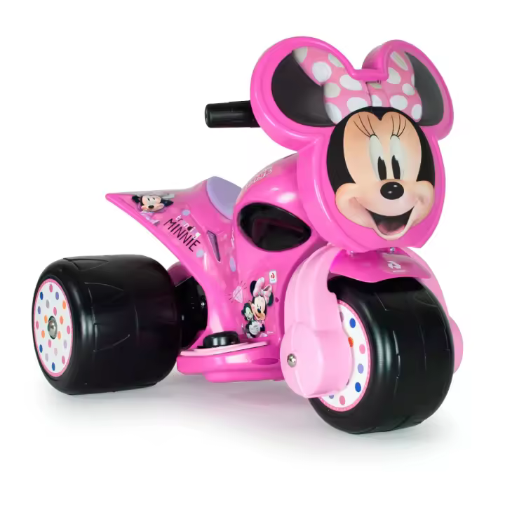INJUSA - Quad Eléctrico Infantil Samurai | Moto a Batería para Niños de 1 a 3 Años | Batería 6V | Pedal Acelerador | Freno Eléctrico | Ruedas Anchas de Plástico | Velocidad máx. 3 km/h | Decoración Mickey Mouse o Minnie Mouse Disney | Color Rojo o Rosa - 1