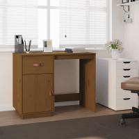 vidaXL Escritorio de madera maciza de pino 95x50x75 cm en color Negro/Natural/Marrón miel | estructura resistente ideal para salón dormitorio o estudio - details 2