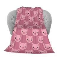 Manta Suave Y Cálida De Terciopelo En Rosa Con Diseño De Animales Adorables Como Koala Cerdo Panda Pug Para Sofá Cama Oficina Uso En Todas Las Estaciones - details 9