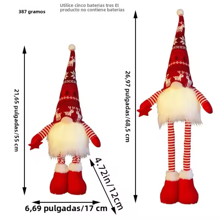 Muñeca Luminosa De Piernas Largas Sin Cara Con Pantalones Rayados Y Colgante De Santa Claus Figura De Navidad Para Decoración Del Hogar - 1