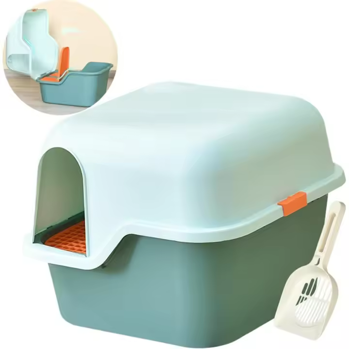 Inicio Cerrado para Gato Arenero Cubiter Arena con Pala para Mascotas Gatos 3 Colores 51x37x43 cm (Durazno) -5593DR - 1