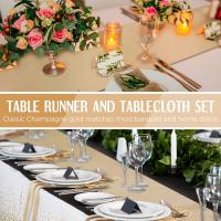 Mantel Desechable De Plástico Rosa Oro Para 6 Asientos 108 Pulgadas Satinado Para Bodas Y Fiestas De Cumpleaños Tela De Mesa Impermeable Y Resistente Al Aceite - details 4