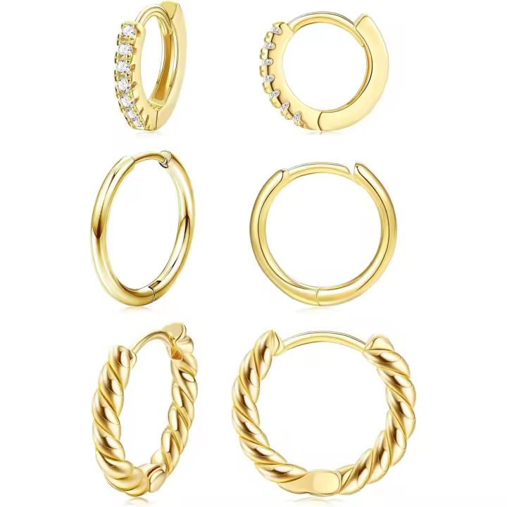 Cartílago Trenzados Gold 14K Hipoalergénicos Cúbica A-Gold - 1