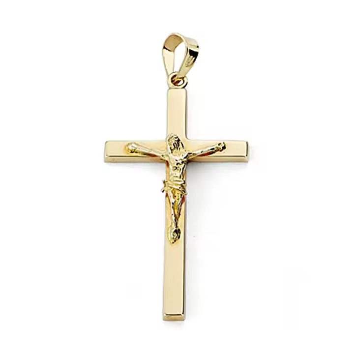Crucifijo oro 18k Cristo cruz 31mm. palo rectangular plano unisex - 1