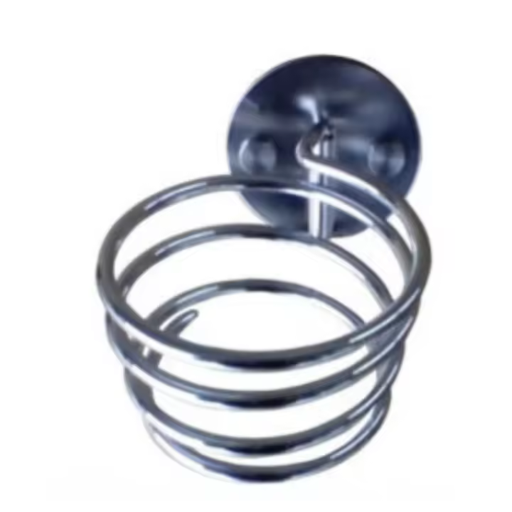 Soporte de secador de pelo en acero inoxidable duradero, soporte de pared para ahorro de espacio, PORTA SECADOR ESPIRAL. - 1