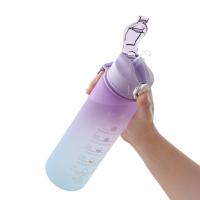 Botella De Agua Deportiva Con Tira De Correa Y Pajita Escala Espacial Gradiente Color Aesthetic High Value Reutilizable Para Estudiantes Y Adultos - details 2