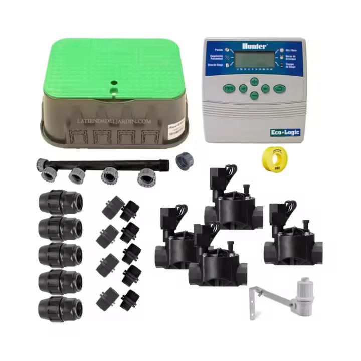 HUNTER Kit profesional riego automático Hunter de 4 zonas 24v para tuberia 25mm - 1