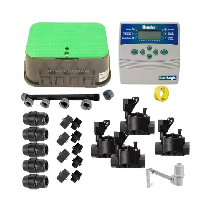 HUNTER Kit profesional riego automático Hunter de 4 zonas 24v para tuberia 25mm - 1