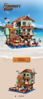 Bloques De Construcción Creativos De Pesca Casa De Pescadores Wharf Modelo Edificio Callejón Venta De Tienda Antigua Mini Bricks Juguete Para Niños - details 0