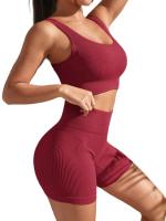 Nuevo Lote De Conjunto De Yoga Fitness Para Mujer Cintura Alta Sin Costuras Secado Rápido Absorción De Humedad Estilo Moderno - details 0