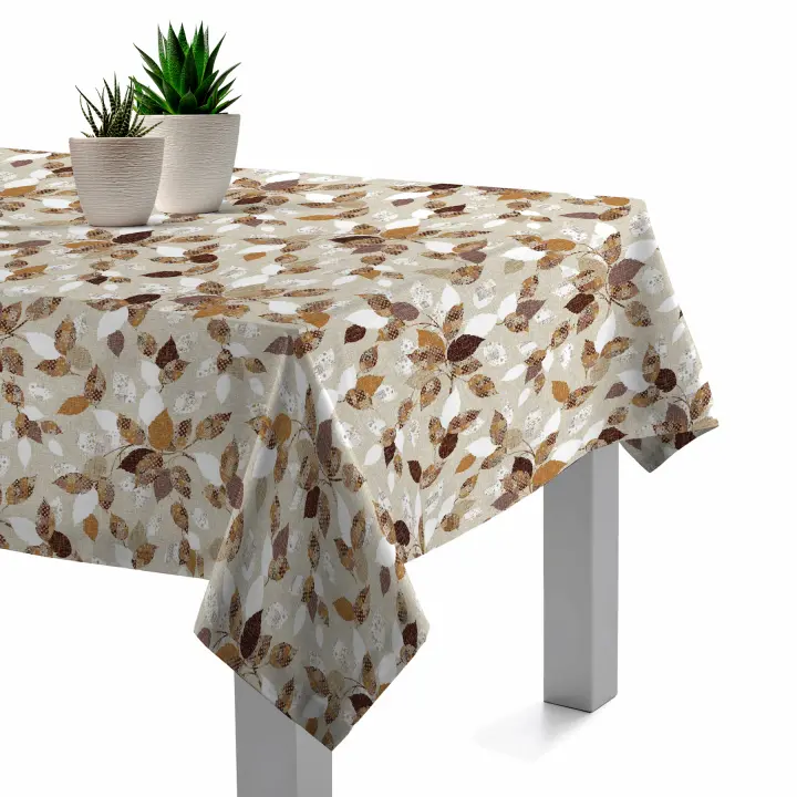 Mantel Resinado Antimanchas Botanical Naranja 140x140, 140x200, 140x250, Impermeable, Fácil de limpiar, Comedor, Cocina PADUANA - 1