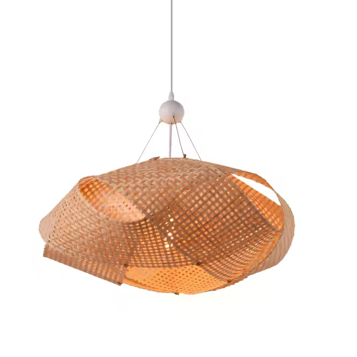 ALPINALUZ Lámpara Colgante de Mimbre "ABEJA" Diametro 60cm – Diseño Geométrico Tejido a Mano, Estilo Natural Boho, Casquillo E27 para Salón o Comedor - 1