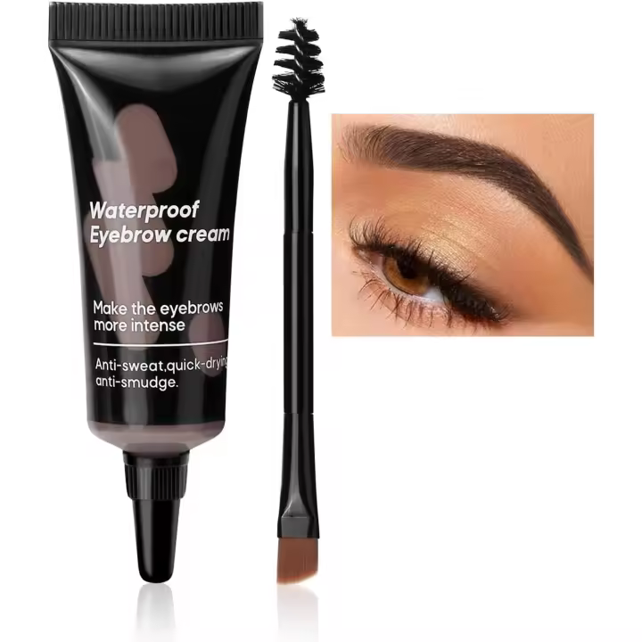 Gel para cejas marrón, crema impermeable para cejas, pomada de secado rápido, jabón moldeador 3D resistente al sudor, pegamento para cejas con pincel (03 Cacao) - 1