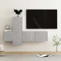 vidaXL Set de muebles de salón TV 3 piezas madera de ingeniería en color Blanco/Roble Sonoma/Gris hormigón y más | almacenamiento funcional diseño moderno para baño dormitorio sala - details 2