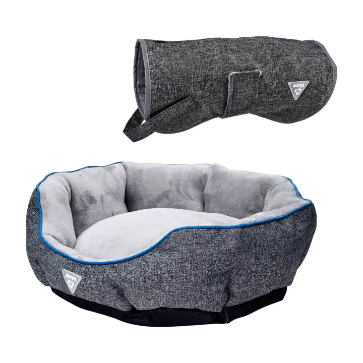 Wellhome Juego de Cama Gris + Abrigo 25cm para Mascotas Heart&Homies Gris - 1