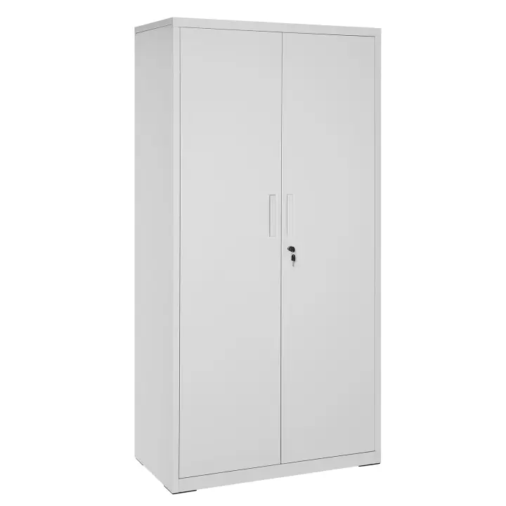 SONGMICS Armario de Almacenamiento de Acero, Armario Multiuso, con 5 Baldas, Puertas Dobles, Cerradura, Armaio de Herramientas, Baldas Ajustables, para Garaje, Estudio, Negro/Gris - 1