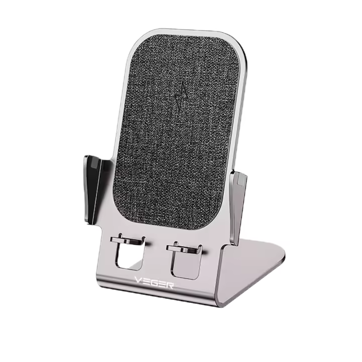 Cargador inalámbrico VEGER - Potencia 15W - Entrada USB-C - Carga rápida  - Salida inalámbrica - Color Plata - 1