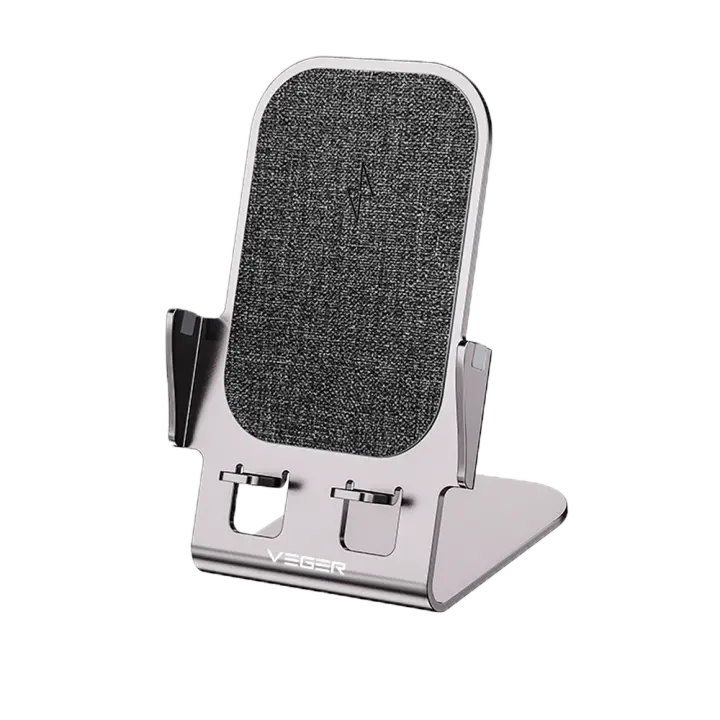 Cargador inalámbrico VEGER - Potencia 15W - Entrada USB-C - Carga rápida  - Salida inalámbrica - Color Plata - 1