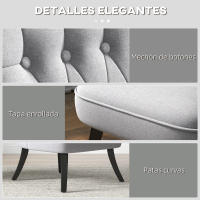 HOMCOM Butaca de Dormitorio Moderna Butaca de Salón Tapizado en Lino con Cojín y Marco de Madera Sillón para Sala de Estar Gris - details 4