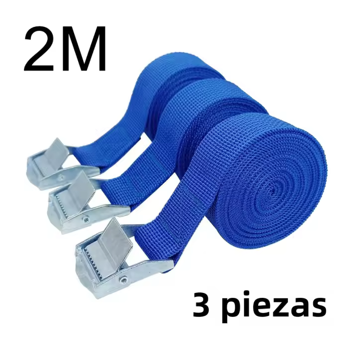 3pcs Cinturones De Tensión Para Auto Motocicleta Bicicleta Con Hebilla Metálica Y Correa Ratchet Para Equipaje De Viaje Color Rojo Negro Verde Azul Naranja - 1