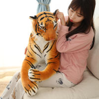 Juguete De Peluche Tigre Realista Suave Animal Silvestre Simulación Regalo De Cumpleaños Para Niños Blanco Y Marrón - details 6
