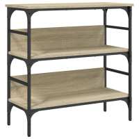 vidaXL Mesa consola madera de ingeniería 75x32x75 cm Negro, Roble Sonoma, Roble ahumado Mesa de sofá Mesa de Entrada para Salón Consola de Entrada Mueble Recibidor Mesita Mesa auxiliar Salon - details 0