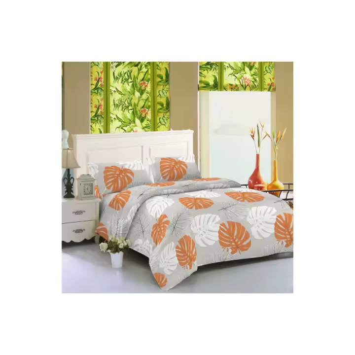Juego de Sábana 4 piezas diseño unisex estampado plumas, hojas y floral para camas de 135 cm y 150 cm - 1