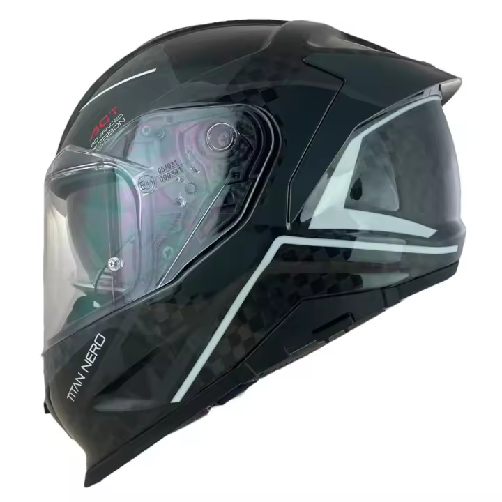 SMK Helmets Casco Integral Modelo Titan Carbon Nero Decorado Brillo con Homologación 22.06 - 1