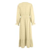 Vestido Bohemio Largo De Maxi Para Mujer Con Cintura Elástica Y Estampado A-Line Manga Larga Vestido De Dama Con Volante Y Hemorragia Suave Para Primavera Y Otoño - details 20