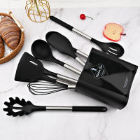 Juego De Utensilios De Cocina Ecológicos De Silicona No Adherente Con Mango De Acero Inoxidable Espátula Mezclador Para Huevo Y Cocina - details 5