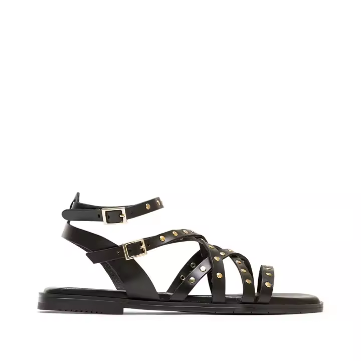 PORRONET  SANDALIA REMACHES PIEL NEGRO - 1