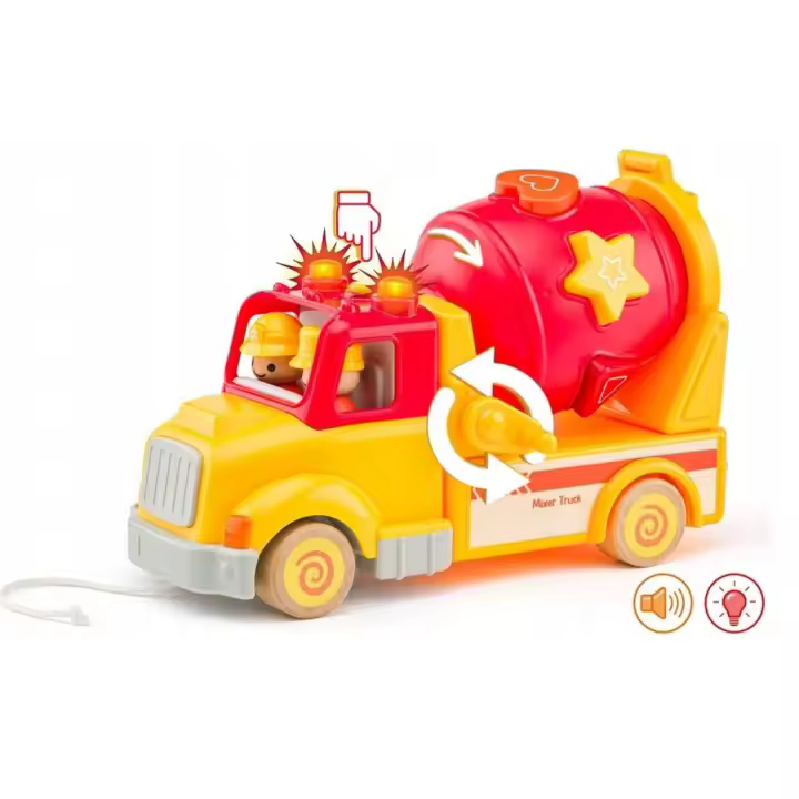 Camion Hormigoera con Piezas Encajables con Luz y Sonido en Madera Woody - 1