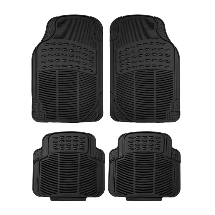 Alfombrillas Universales para Coche,Juego de 4 Alfombras Para Coche,Antideslizantes,Recortables De Caucho,Alfombras Delanteras y Traseras,Color Negro - 1