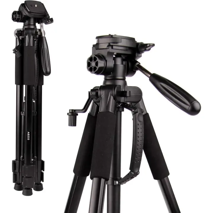 Trípode Cámara de Movil - Victiv 160cm Aluminio Tripode para Nikon Canon Sony - Cabezal Giratorio Desmontable de 3 Vías - con Soporte para Teléfono y 2 Placas de Liberación Rápida - 1