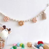 Garland De Bolas De Madera Con Borlas Boho Estilo Pastoral Para Decoración De Cumpleaños Fiesta Banderín Para Muro Mantel Silla De Comer Fotografía Prop Hogar Decoración - details 3