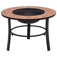 vidaXL Brasero Mosaico Cerámica/Blanco Diámetro 68cm Accesorios Barbacoa Color Azul,  Negro,  Terracota y mas - details 2