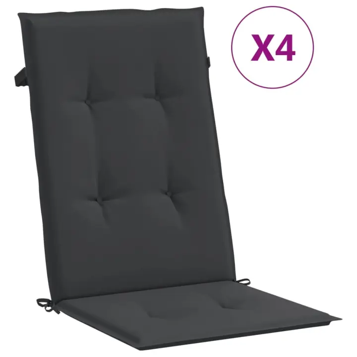 Tela de lona negra 120x50x3cm Silla de Jardín respaldo alto 4 UDS - 1